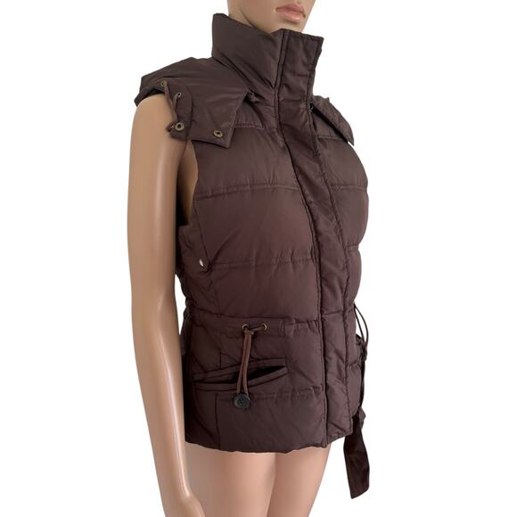 VTG Light Puffer Quilted Vest Womens S Retro Gorpcore Outdoors 90s Y2K SKi Brown - Picture 1 of 11